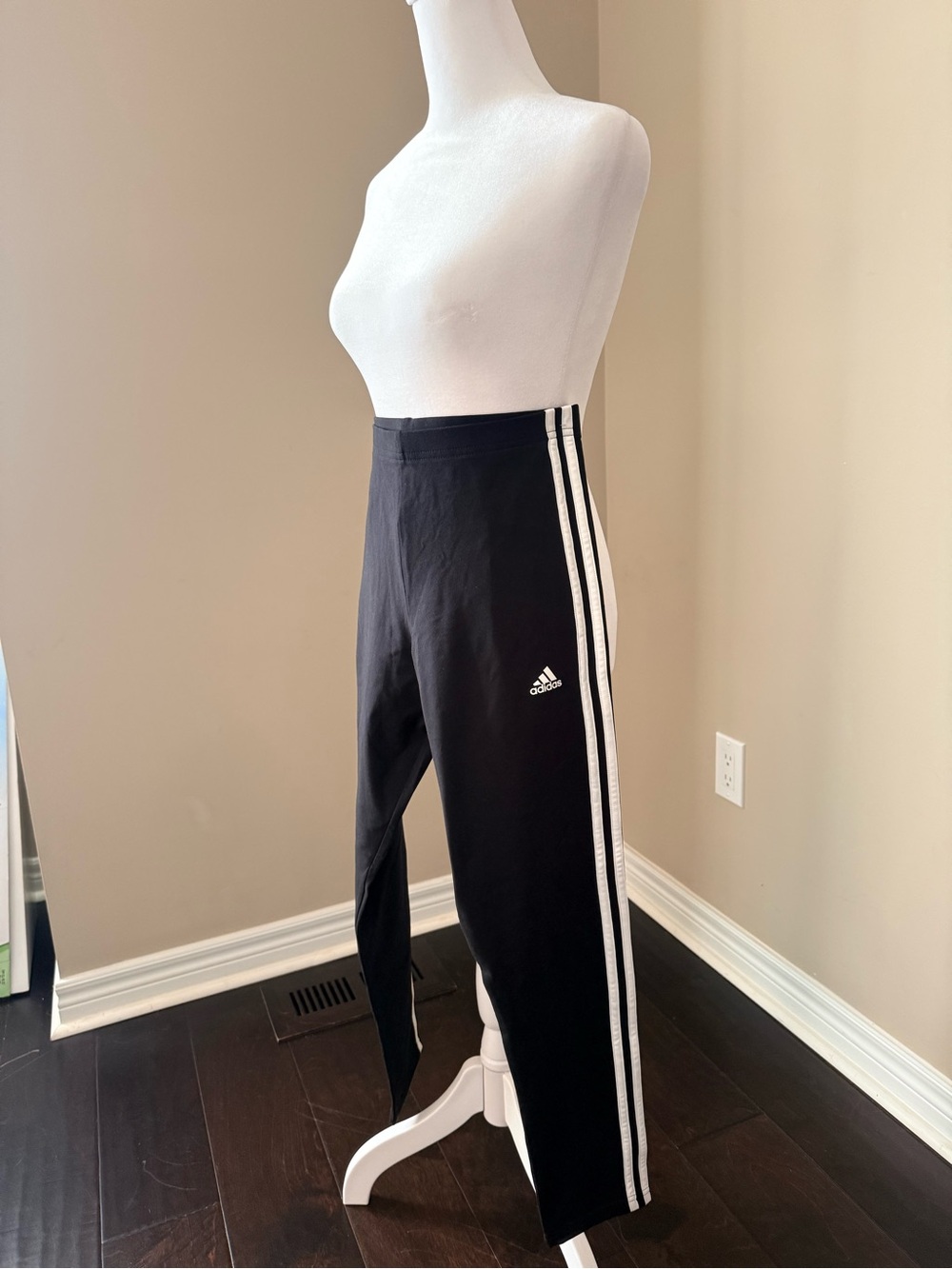 adidas Black Leggings with White Logo Print